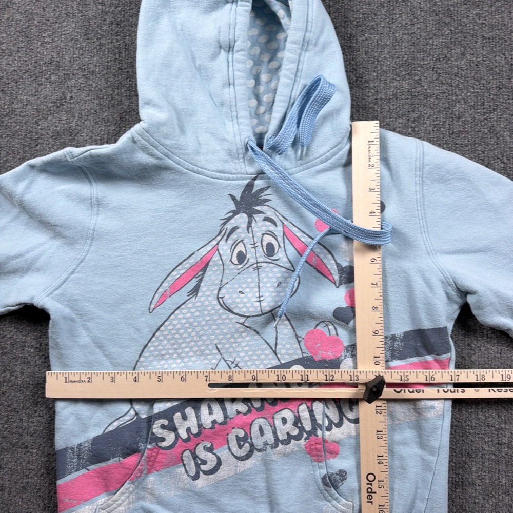 Vintage Disney Eeyore Hoodie Juniors Medium 7/9 Blue Sharing is Caring Graphic - Picture 6 of 11